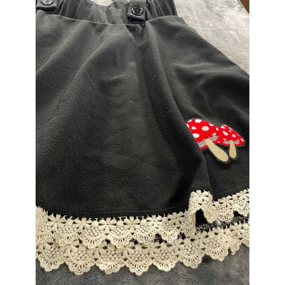 Midnight Hour Womens Large Mushroom Patch Goth Whimsigoth Suspender Skirt Pocket - Picture 2 of 8